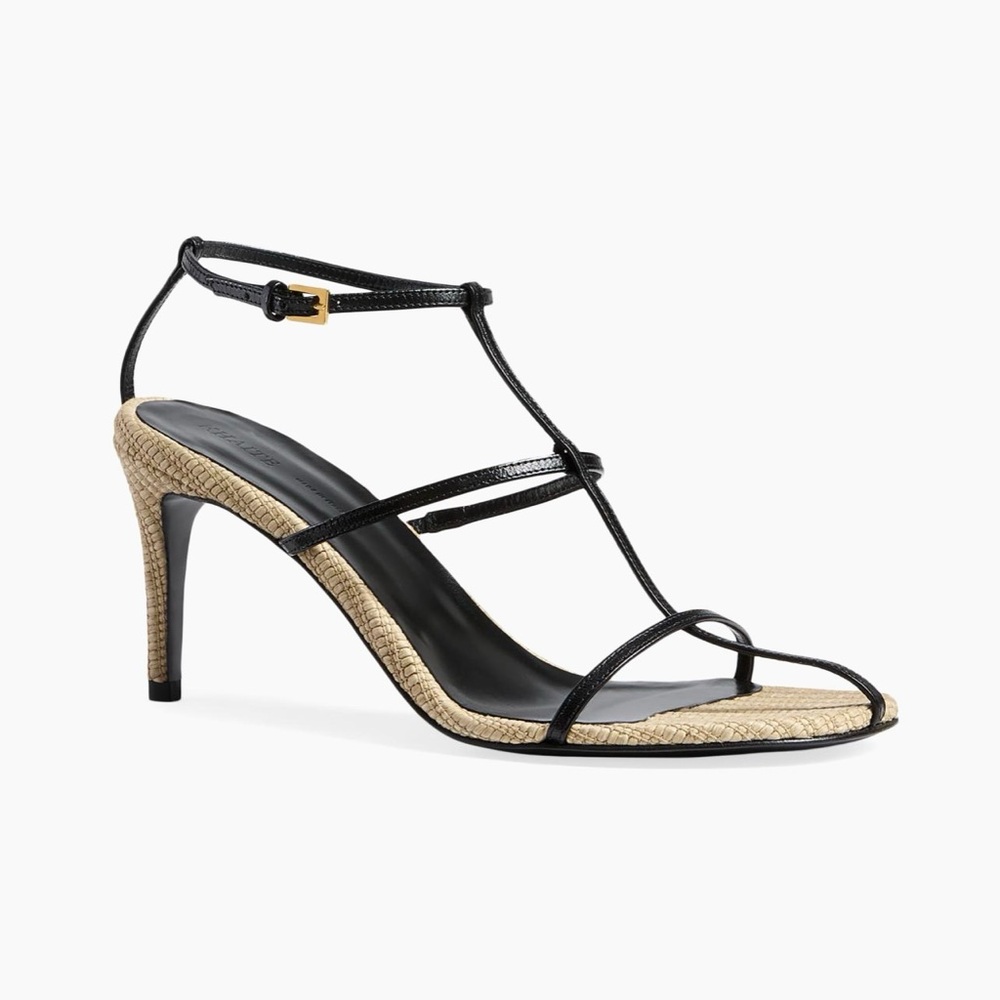 Khaite Cage 75mm Black and Tan Heeled Sandals